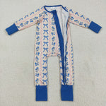 LR2327 Bows Flower Blue Baby Sleepers