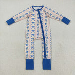 LR2327 Bows Flower Blue Baby Sleepers