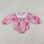 LR2333 Christmas Trees Cake Pie Pink Baby Girls Bubble Romper