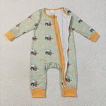 LR2335 Truck Pumpkin Green Baby Sleepers