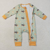 LR2335 Truck Pumpkin Green Baby Sleepers