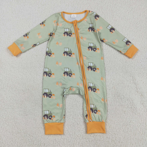 LR2335 Truck Pumpkin Green Baby Sleepers
