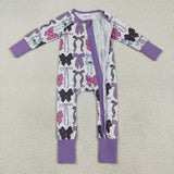 LR2358 Halloween Bows Purple Baby Sleepers
