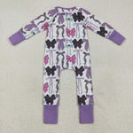 LR2358 Halloween Bows Purple Baby Sleepers