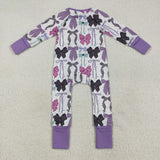 LR2358 Halloween Bows Purple Baby Sleepers