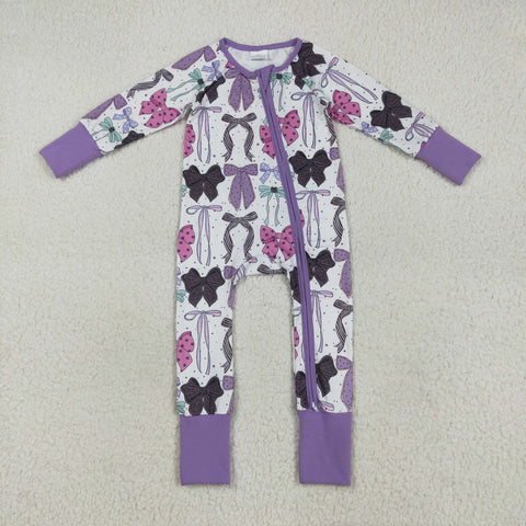 LR2358 Halloween Bows Purple Baby Sleepers