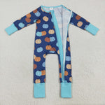 LR2364 Fall Pumpkin Blue Baby Sleepers