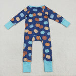 LR2364 Fall Pumpkin Blue Baby Sleepers