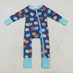LR2364 Fall Pumpkin Blue Baby Sleepers