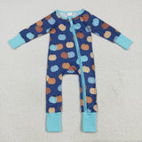 LR2364 Fall Pumpkin Blue Baby Sleepers