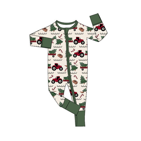 Preorder 08.04 LR2393 Christmas Truck Trees Green Baby Sleepers