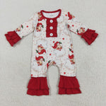 LR2395 Christmas Santa Star Red Baby Girls Bubble Romper