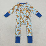 LR2397 Christmas Cookie Milk Blue Baby Sleepers