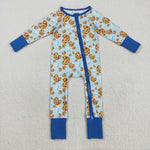 LR2397 Christmas Cookie Milk Blue Baby Sleepers