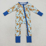 LR2397 Christmas Cookie Milk Blue Baby Sleepers