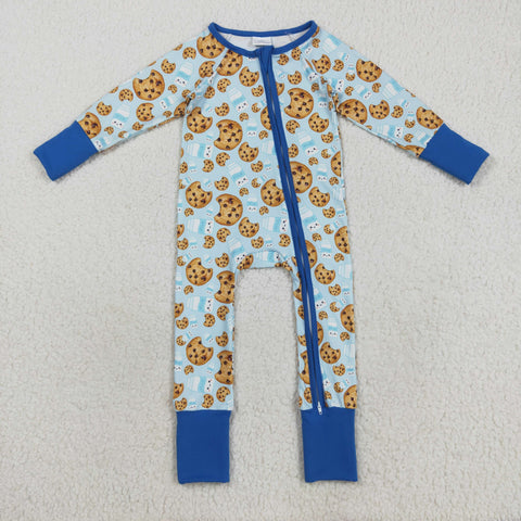 LR2397 Christmas Cookie Milk Blue Baby Sleepers
