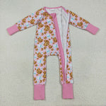 LR2398 Christmas Cookie Milk Pink Baby Sleepers