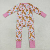 LR2398 Christmas Cookie Milk Pink Baby Sleepers