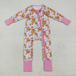 LR2398 Christmas Cookie Milk Pink Baby Sleepers