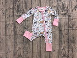 Preorder Samples LR2401 Farm Animals Flower Pink Baby Sleepers