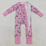 LR2405 Halloween Pumpkin Pink Baby Sleepers