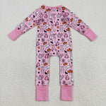 LR2405 Halloween Pumpkin Pink Baby Sleepers