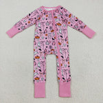 LR2405 Halloween Pumpkin Pink Baby Sleepers
