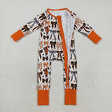 LR2409 Halloween Bows Orange Baby Sleepers