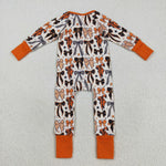 LR2409 Halloween Bows Orange Baby Sleepers