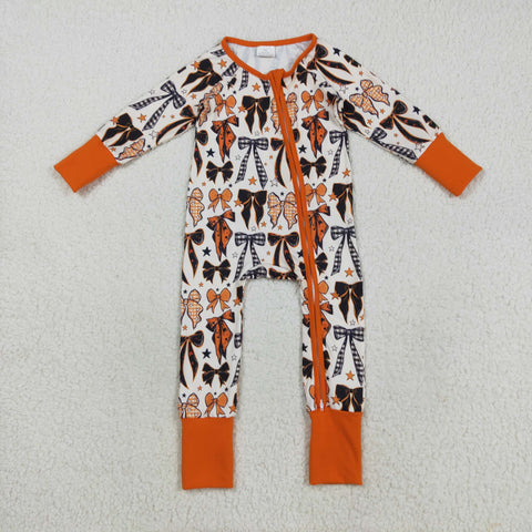 LR2409 Halloween Bows Orange Baby Sleepers
