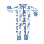 Preorder 08.11 LR2420 Western Boots Bows Blue Baby Sleepers