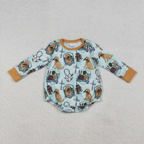 LR2439 Mallard Ducks Dog Khaki Baby Boys Romper