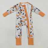 LR2444 Halloween Cow Pumpkin Car Orange Baby Sleepers