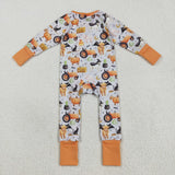 LR2444 Halloween Cow Pumpkin Car Orange Baby Sleepers