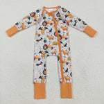 LR2444 Halloween Cow Pumpkin Car Orange Baby Sleepers