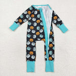 LR2465 Halloween Pumpkin Baby Footie Sleepers