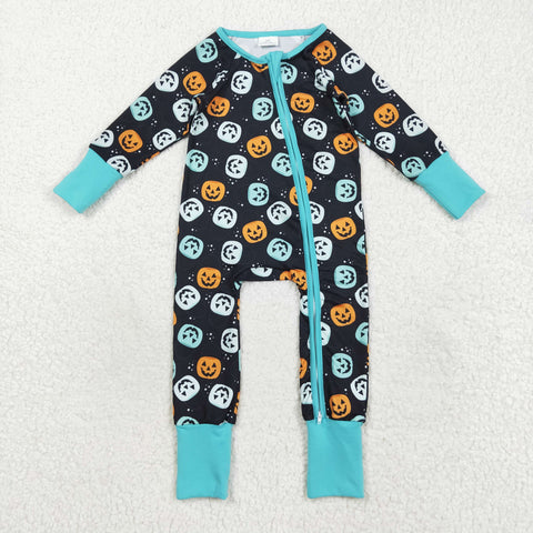 LR2465 Halloween Pumpkin Baby Footie Sleepers