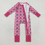 LR2467 Halloween Pumpkin Candy Corn Pink Baby Sleepers