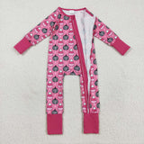 LR2467 Halloween Pumpkin Candy Corn Pink Baby Sleepers