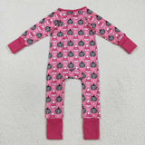 LR2467 Halloween Pumpkin Candy Corn Pink Baby Sleepers