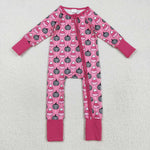 LR2467 Halloween Pumpkin Candy Corn Pink Baby Sleepers