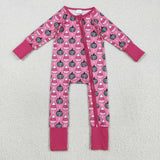 LR2467 Halloween Pumpkin Candy Corn Pink Baby Sleepers