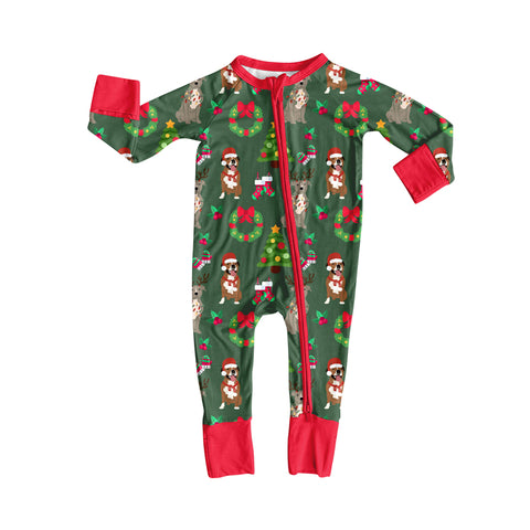 Preorder MOQ 5 pcs LR2487 Christmas Dog Elk Red Green Baby Sleepers