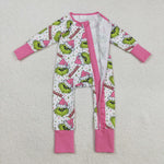 LR2495 Christmas Dramatic Cartoon Pink Baby Sleepers
