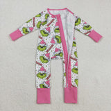 LR2495 Christmas Dramatic Cartoon Pink Baby Sleepers