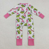LR2495 Christmas Dramatic Cartoon Pink Baby Sleepers