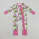 LR2495 Christmas Dramatic Cartoon Pink Baby Sleepers