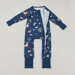 LR2504 Nativity Jesus Blue Baby Footie Sleepers