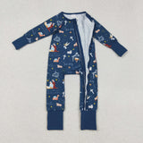LR2504 Nativity Jesus Blue Baby Footie Sleepers