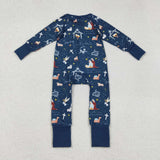 LR2504 Nativity Jesus Blue Baby Footie Sleepers